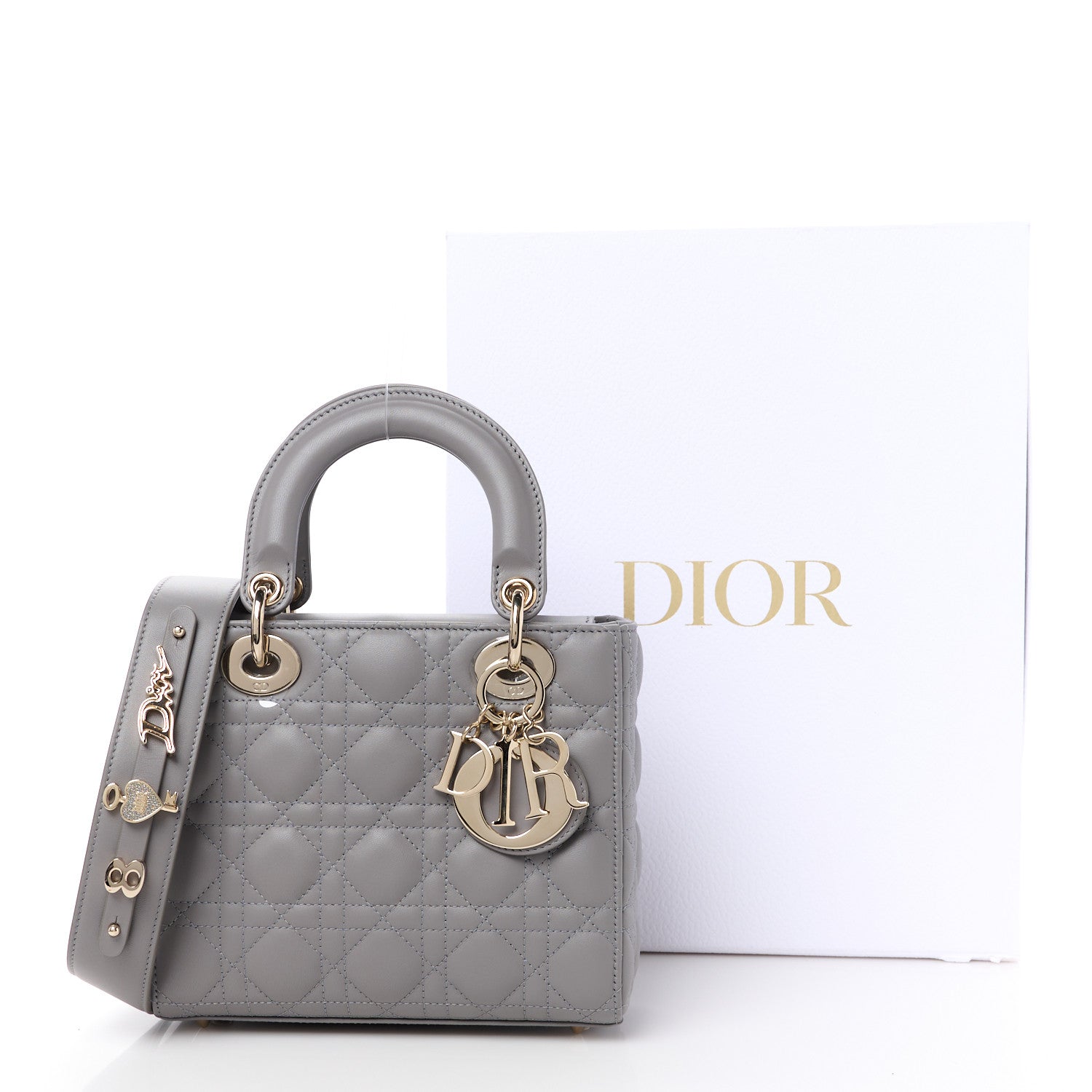 Christian Dior Lambskin Cannage Small My ABCDior Lady Dior Grey 11 of 11