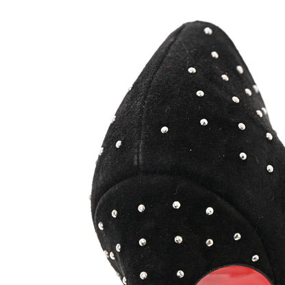 Christian Louboutin Veau Velours Studded Hot Chick 100 Pumps 38 Black Silver 12 of 13
