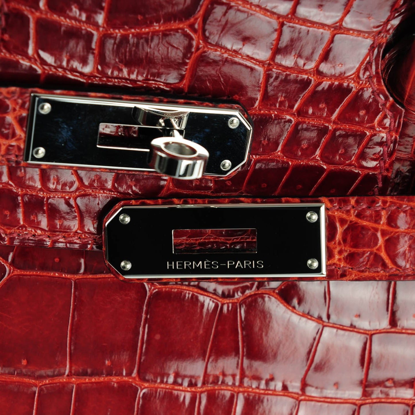 Shiny Porosus Crocodile Birkin 35 Rouge H