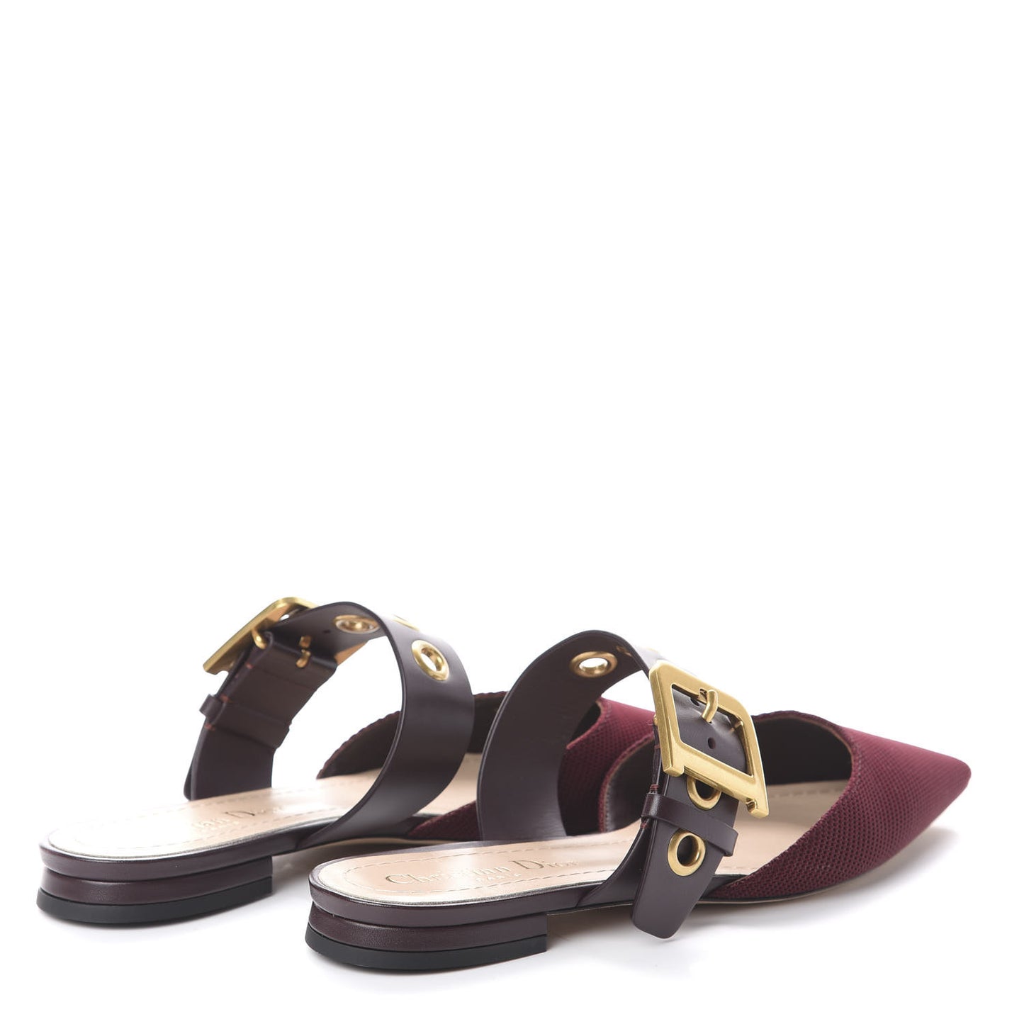 Technical Fabric D-Dior Ballerina Flat Mule 36 Rouge Black