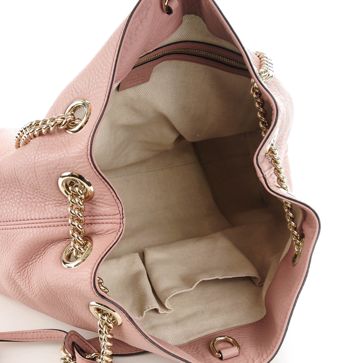 Gucci Pebbled Calfskin Medium Soho Chain Shoulder Bag Pale Pink 5 of 7