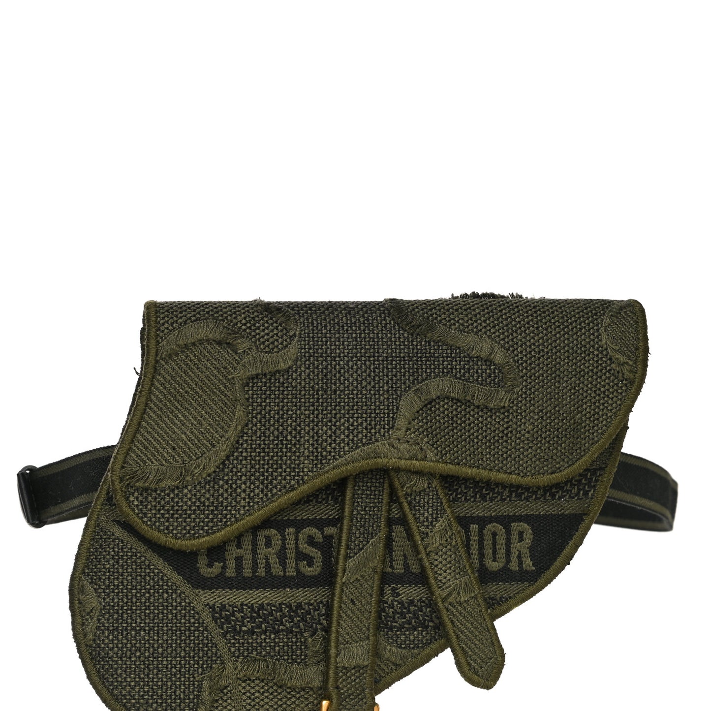 Canvas Embroidered Camouflage Saddle Belt Bag Green