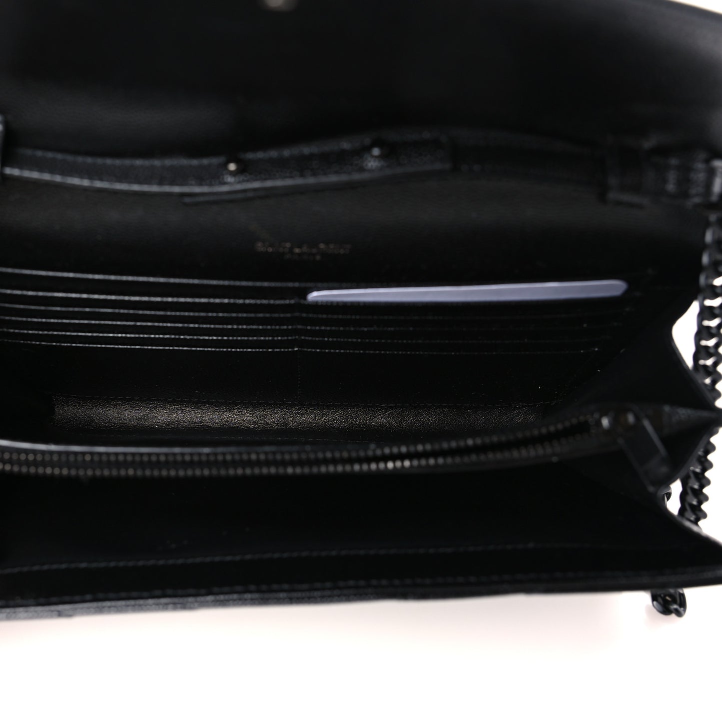Grain De Poudre Matelasse Chevron Monogram Monochrome Chain Wallet Black