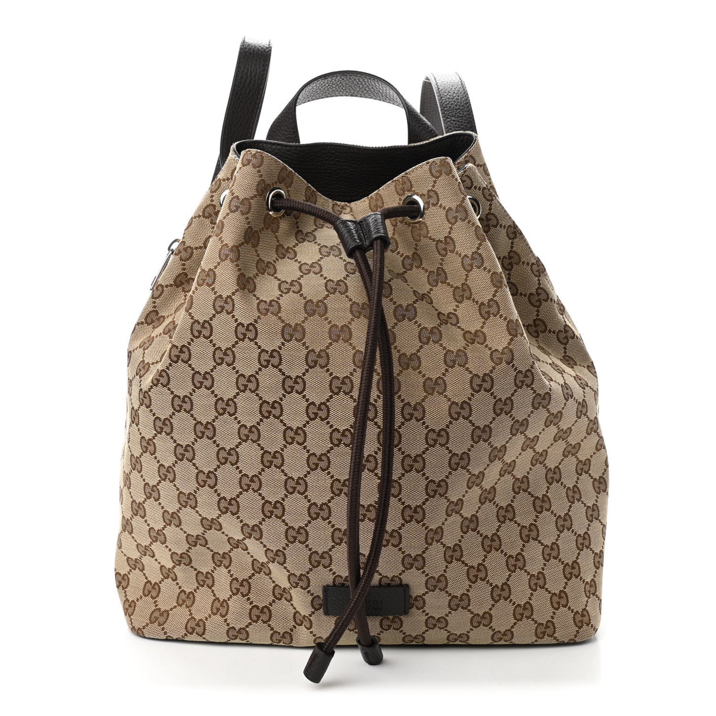 Monogram Dollar Calfskin O Drawstring Backpack Beige Ebony Testa di Moro Dark Chocolate