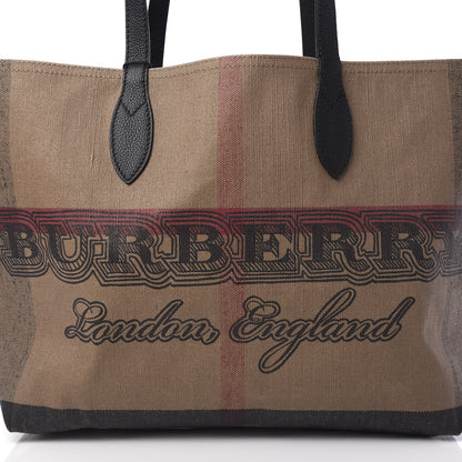 Burberry Coated Canvas Mega Check Medium Doodle Tote Black 9 of 9