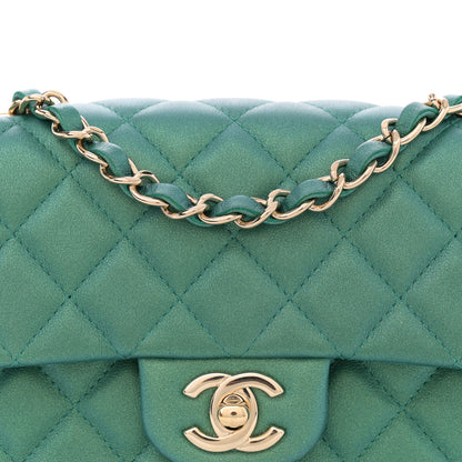 Chanel Iridescent Calfskin Quilted Mini Rectangular Flap Green 8 of 11