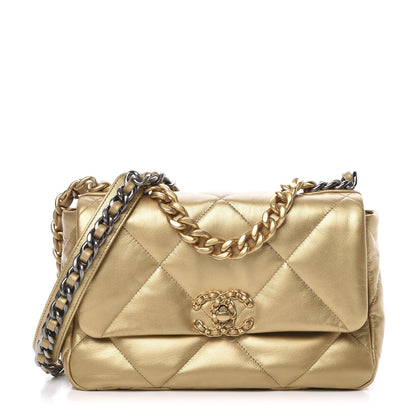 Chanel Metallic Goatskin Quilted Medium 19 Flap Gold 1 of 11