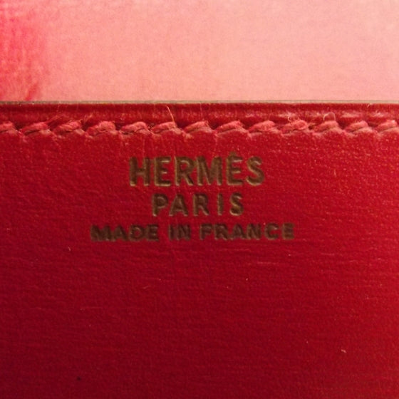 Hermes Box Leather Pochette Green Belt Bag Red 6 of 7