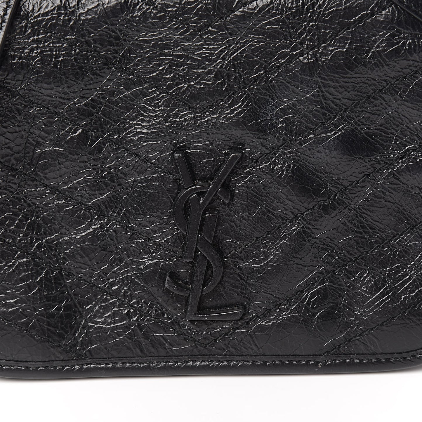 Crinkled Calfskin Matelasse Monogram Niki Chain Wallet Black