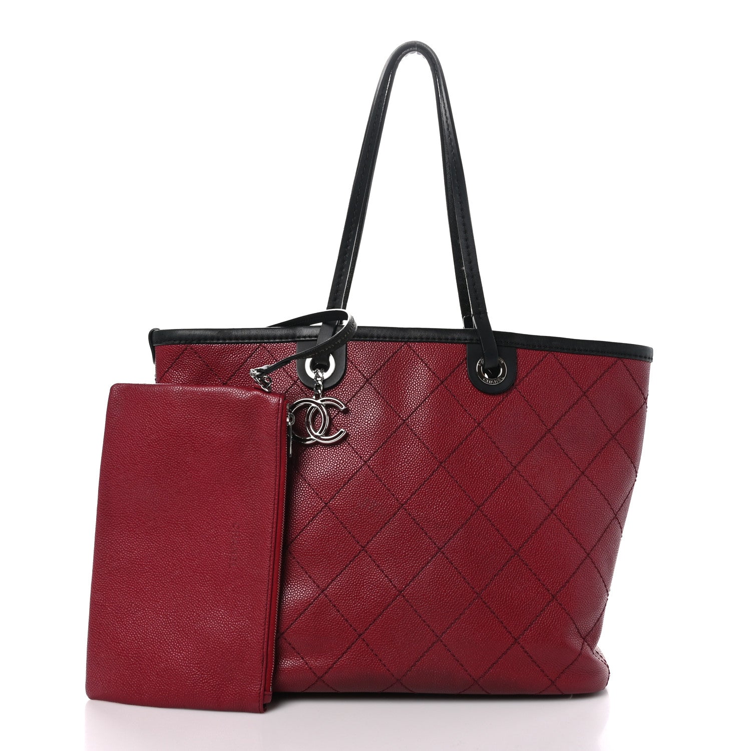 Chanel Grained Calfskin Shopping Fever Tote Red 3 of 14