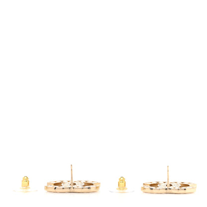 Chanel Metal Crystal Large CC Earrings Light Gold 3 of 5