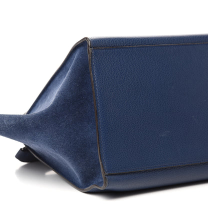 Celine Drummed Calfskin Suede Medium Trapeze Navy 6 of 9