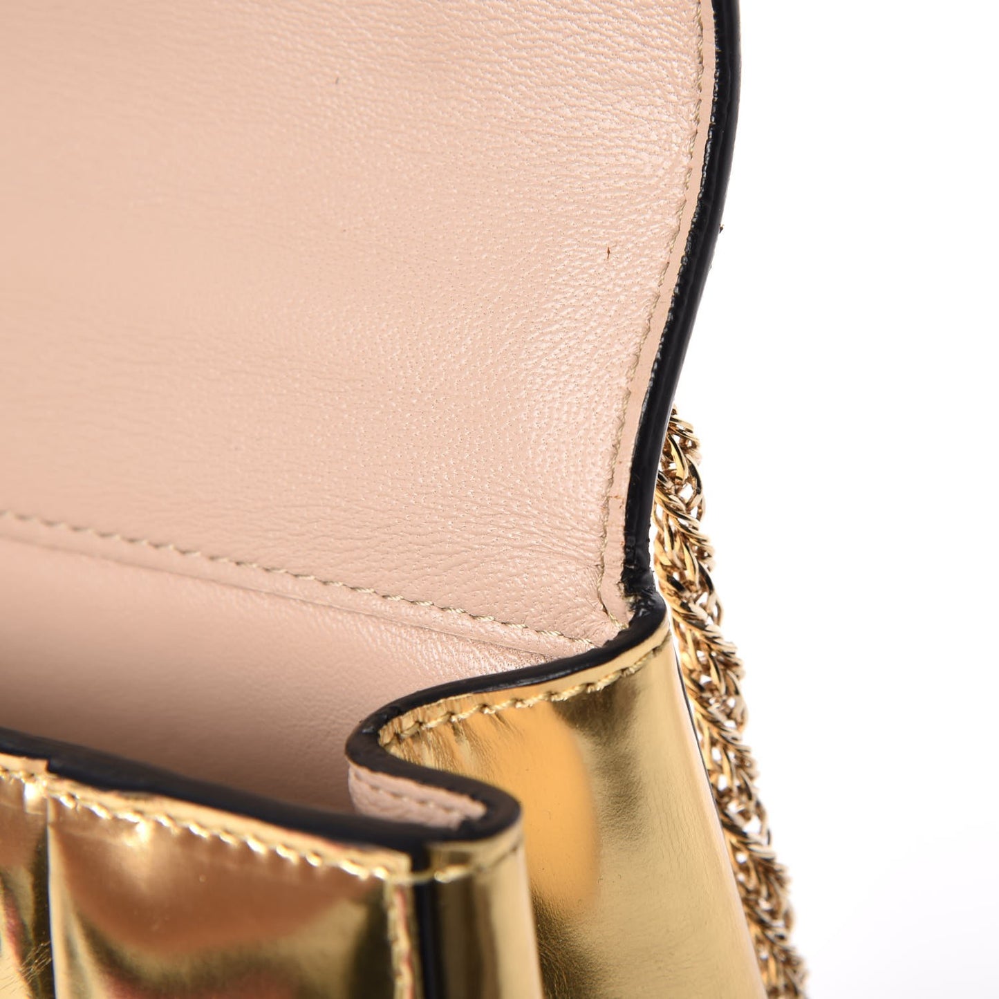 Metallic Calfskin Small Elsie Shoulder Bag Gold