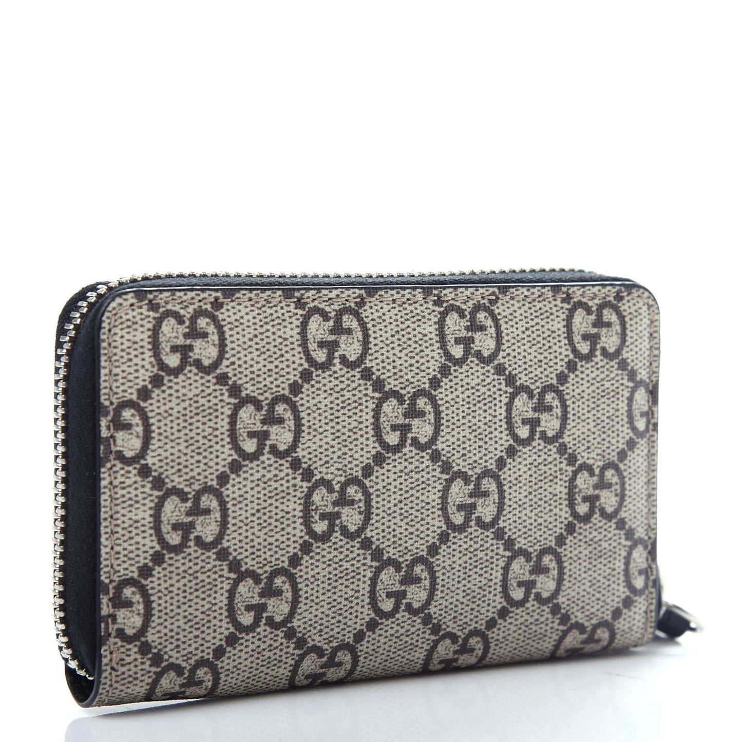 GG Supreme Monogram Tiger Print Zip Around Card Case Black