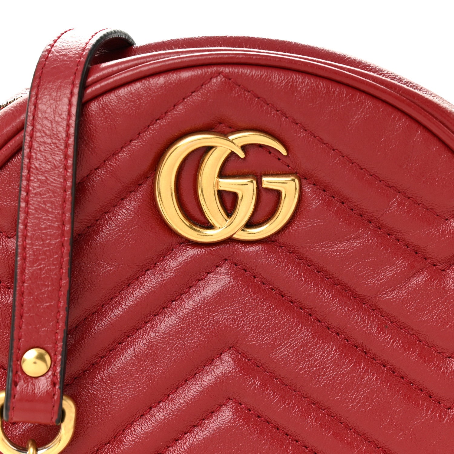 Gucci Glazed Calfskin Matelasse Heart Mini GG Marmont Round Shoulder Bag Romantic Cerise 8 of 10