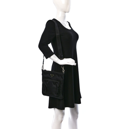 Prada Tessuto Nylon Saffiano Flat Messenger Bag Black 2 of 8
