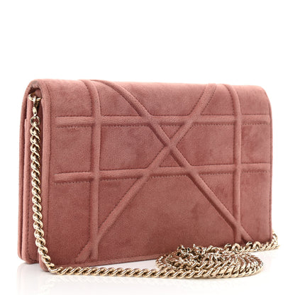 Christian Dior Velvet Diorama Wallet on Chain Pouch Pink 3 of 8