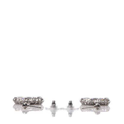 Chanel Baguette Crystal CC Drop Earrings Silver 3 of 4