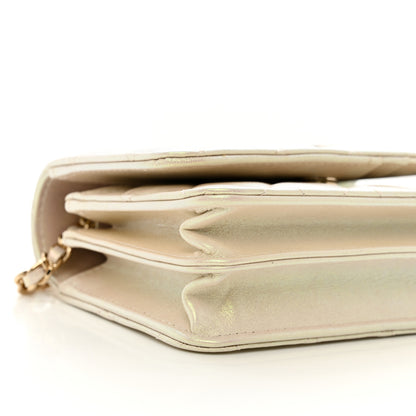 Chanel Iridescent Lambskin Quilted Mini Wallet On Chain WOC Ivory 9 of 10
