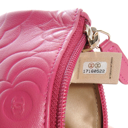 Chanel Lambskin Camellia Embossed Key Holder Case Fuchsia 8 of 8