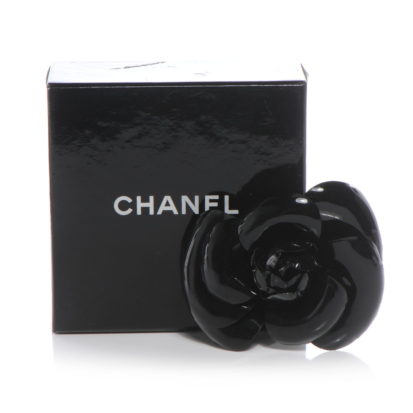 Camellia Flower Brooch Black