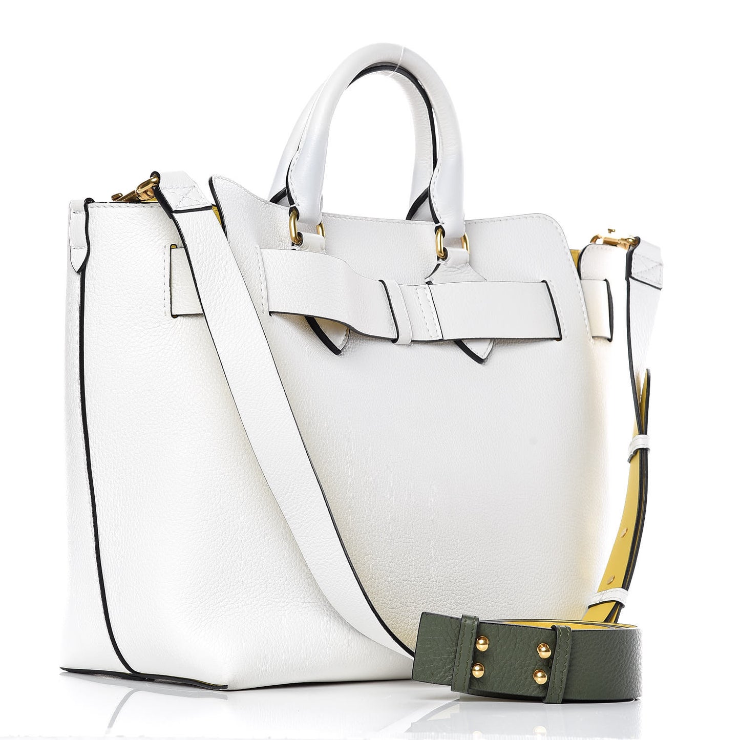 Soft Grain Calfskin Medium Belt Bag Chalk White