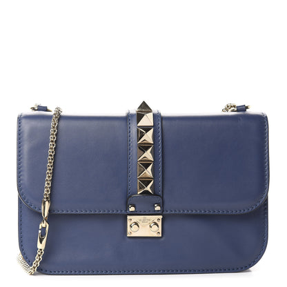 Valentino Garavani Vitello Medium Glam Lock Rockstud Flap Indigo 1 of 11