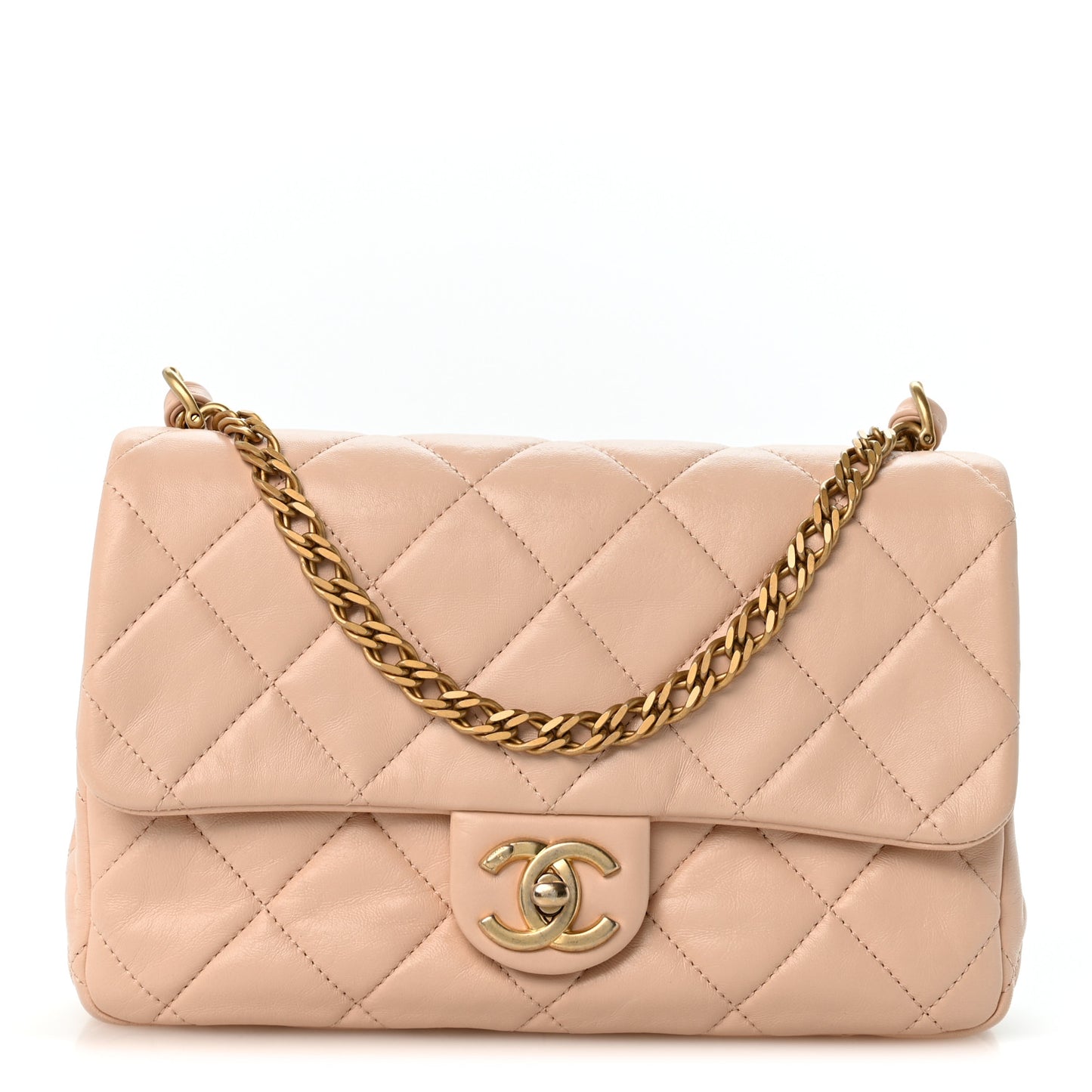 Lambskin Quilted Medium Fancy Jewel Flap Pink