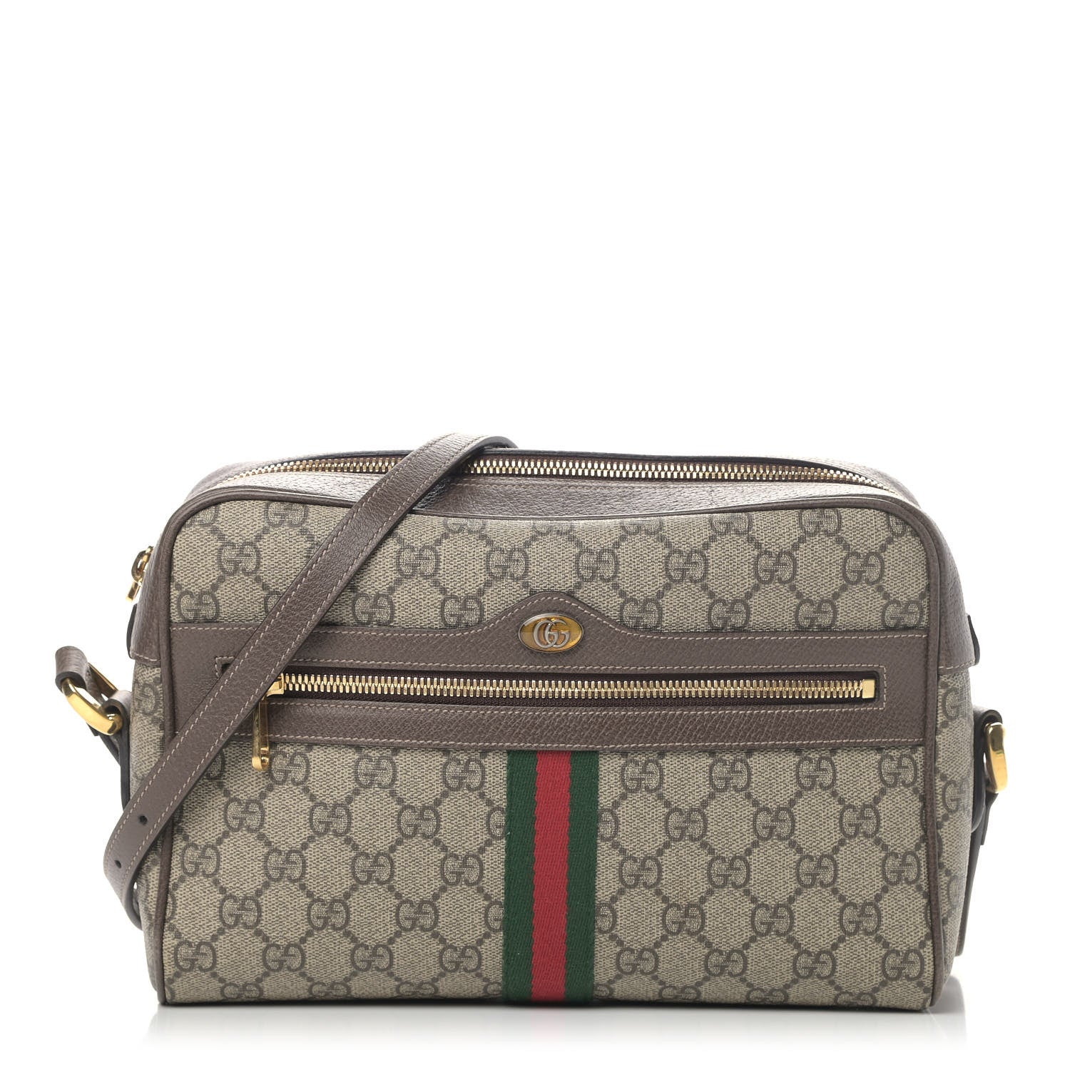 Gucci GG Supreme Monogram Web Small Ophidia Shoulder Bag Brown 1 of 15