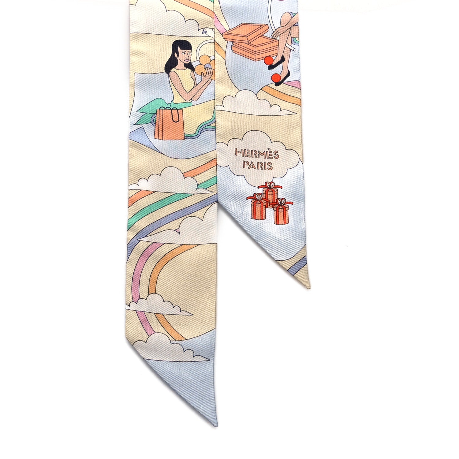 Hermes Silk Carres Volants Twilly Jaune Soufre Ciel Vert Jade 2 of 5