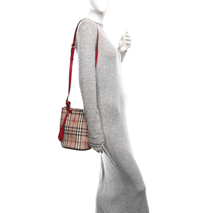 Burberry Haymarket Check Colours Small Lorne Bucket Crossbody Poppy Red 2 of 10