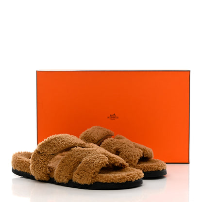 Hermes Woolskin Mens Chypre Sandals 42 Beige Gobi 8 of 8