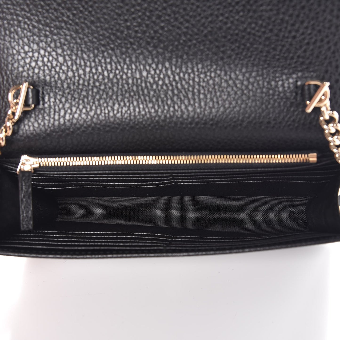 Dollar Calfskin Interlocking G Chain Wallet Black