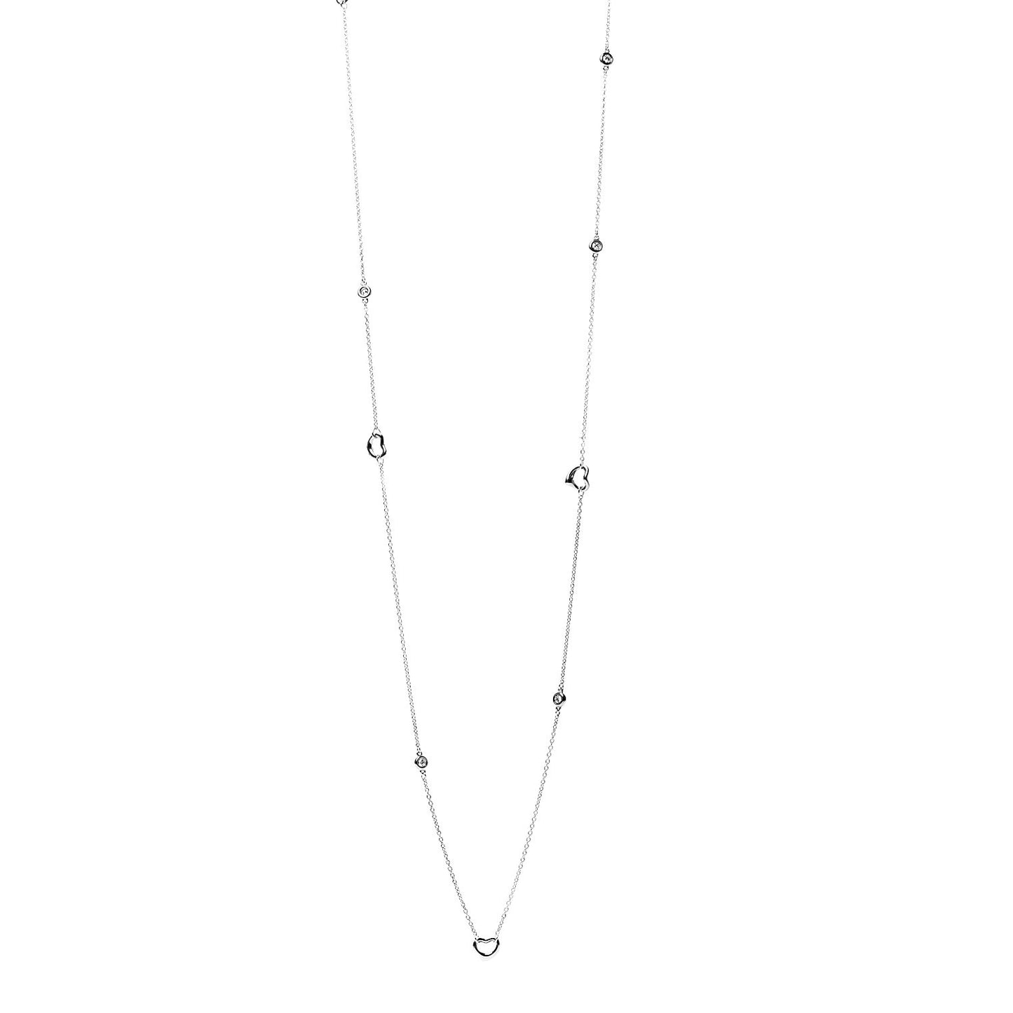 Sterling Silver Diamond Elsa Peretti Diamonds By The Yard Open Heart Necklace