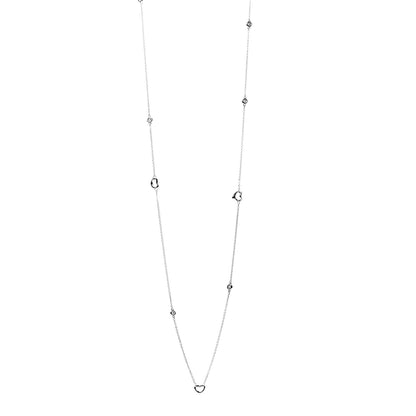 Tiffany Sterling Silver Diamond Elsa Peretti Diamonds By The Yard Open Heart Necklace 1 of 7