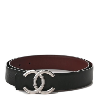 Chanel Calfskin CC Reversible Belt 85 Black Burgundy 1 of 5