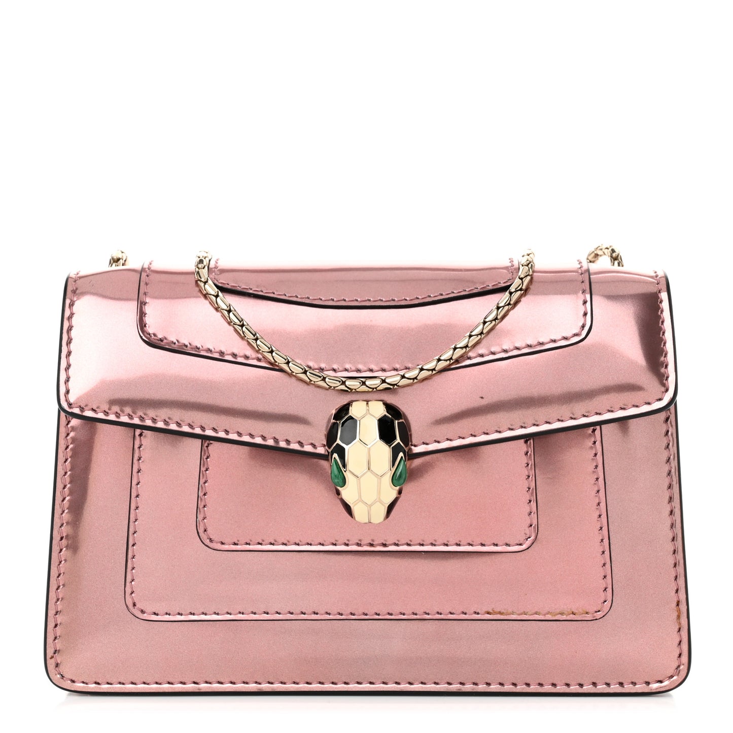 Metallic Calfskin Mini Serpenti Forever Snake Strap Crossbody Bag Rose Quartz