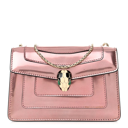 Bulgari Metallic Calfskin Mini Serpenti Forever Snake Strap Crossbody Bag Rose Quartz 1 of 9