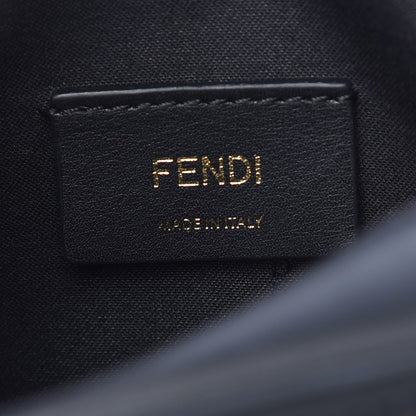 Fendi Glazed Fabric Vitello Century FF 1974 Stamp Patch Mini Camera Case Mogano Panna Black 6 of 7