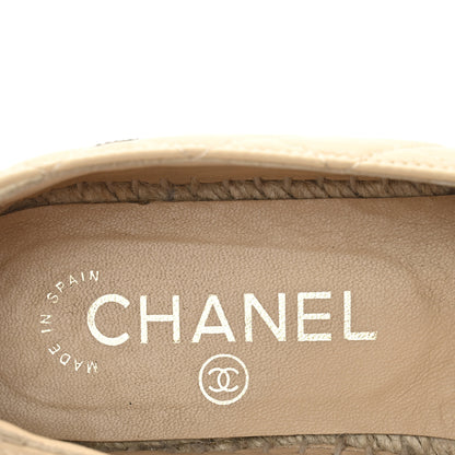 Chanel Lambskin Grosgrain Quilted CC Chain Espadrilles 35 Beige Black 8 of 11