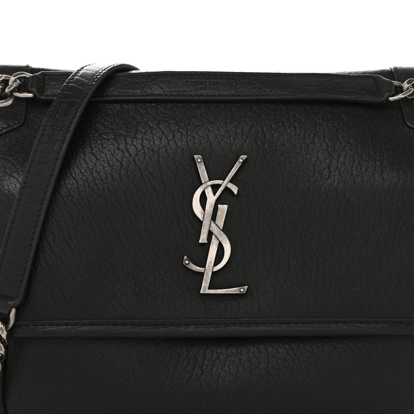 Grained Lambskin Monogram Medium Niki Chain Satchel Black