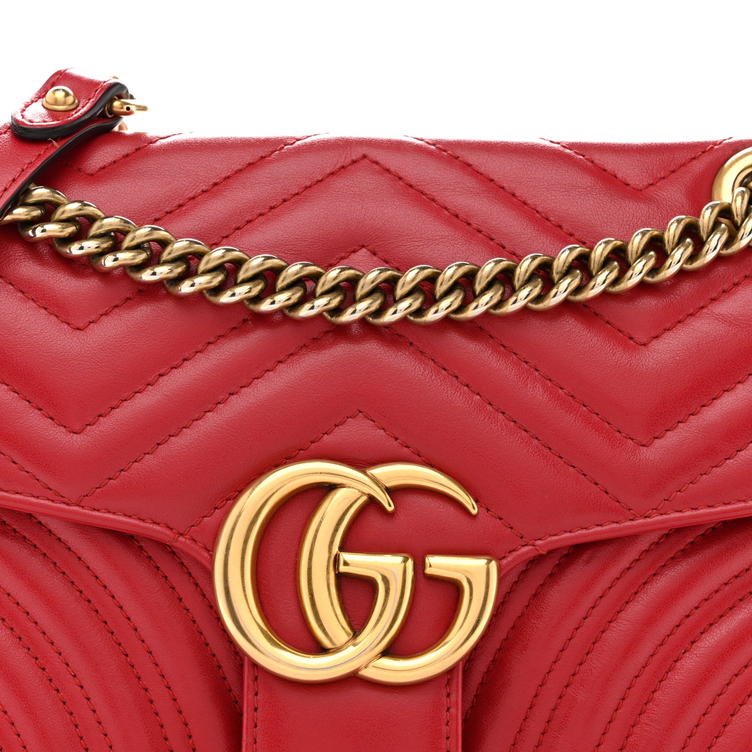 Gucci Calfskin Matelasse Small GG Marmont Shoulder Bag Hibiscus Red 8 of 13