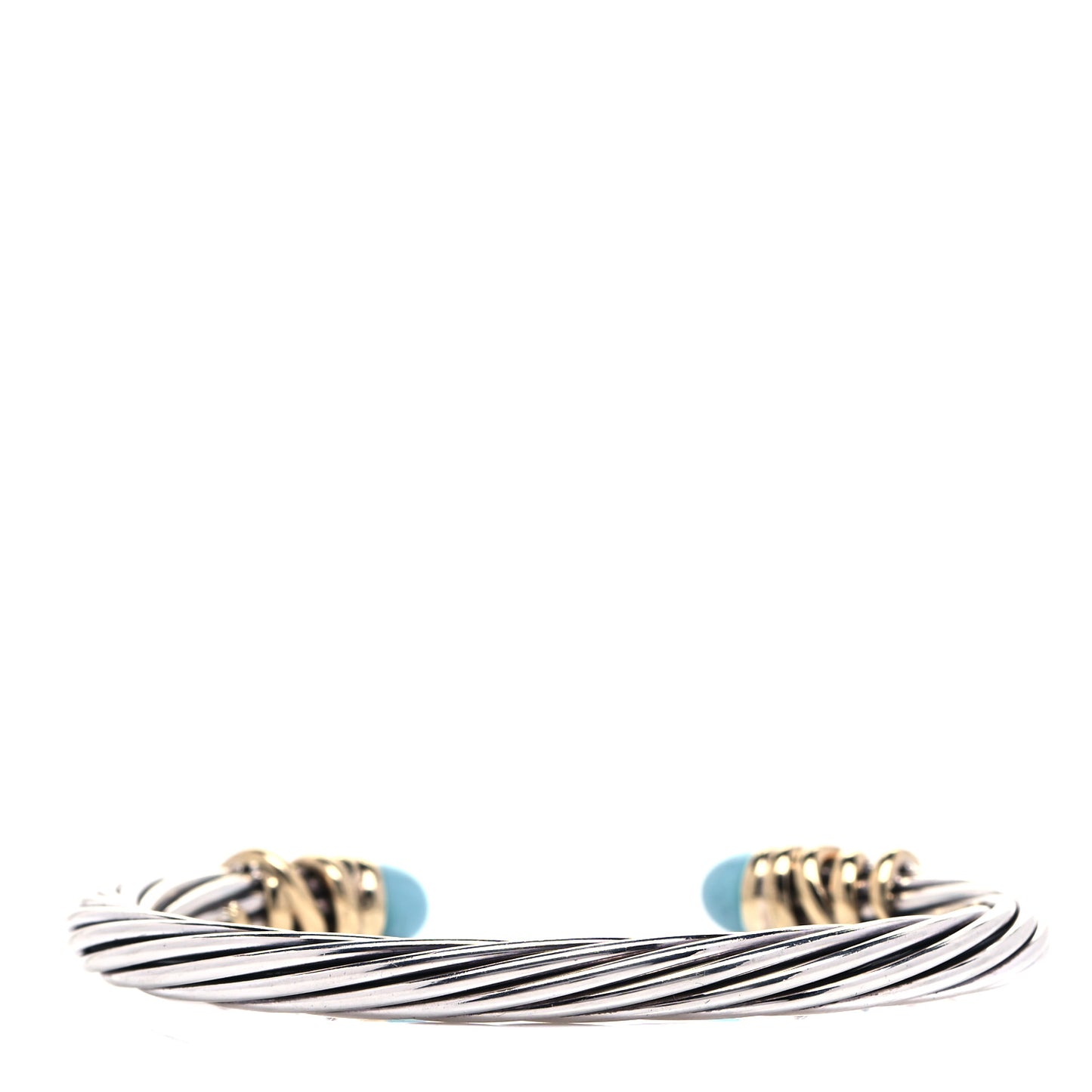 Sterling Silver 18K Yellow Gold Diamond Turquoise 6mm Helena Cuff Bracelet