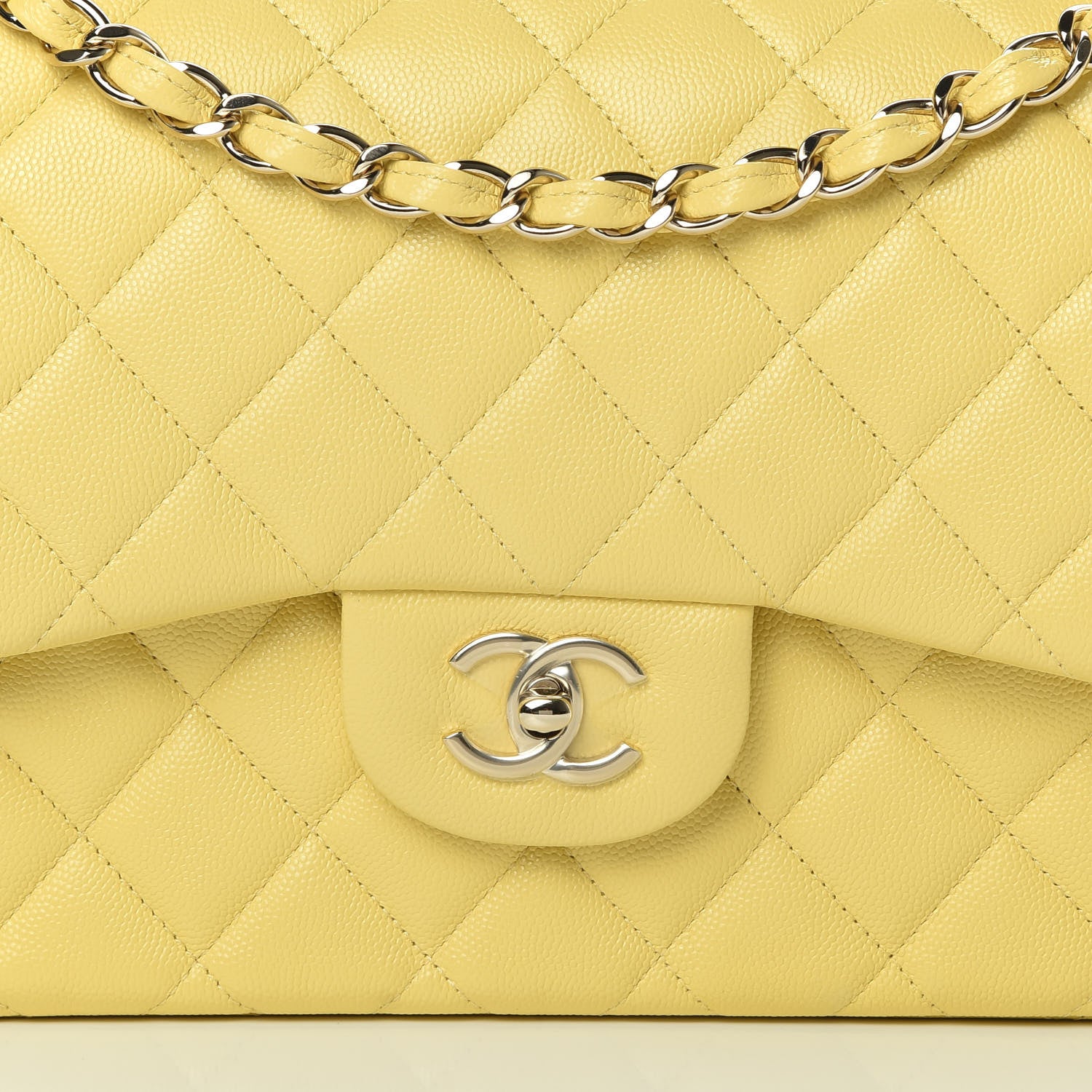 Chanel Caviar Quilted Jumbo Double Flap Yellow 8 of 11