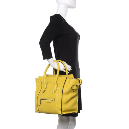 Celine Drummed Calfskin Mini Luggage Citron 2 of 9