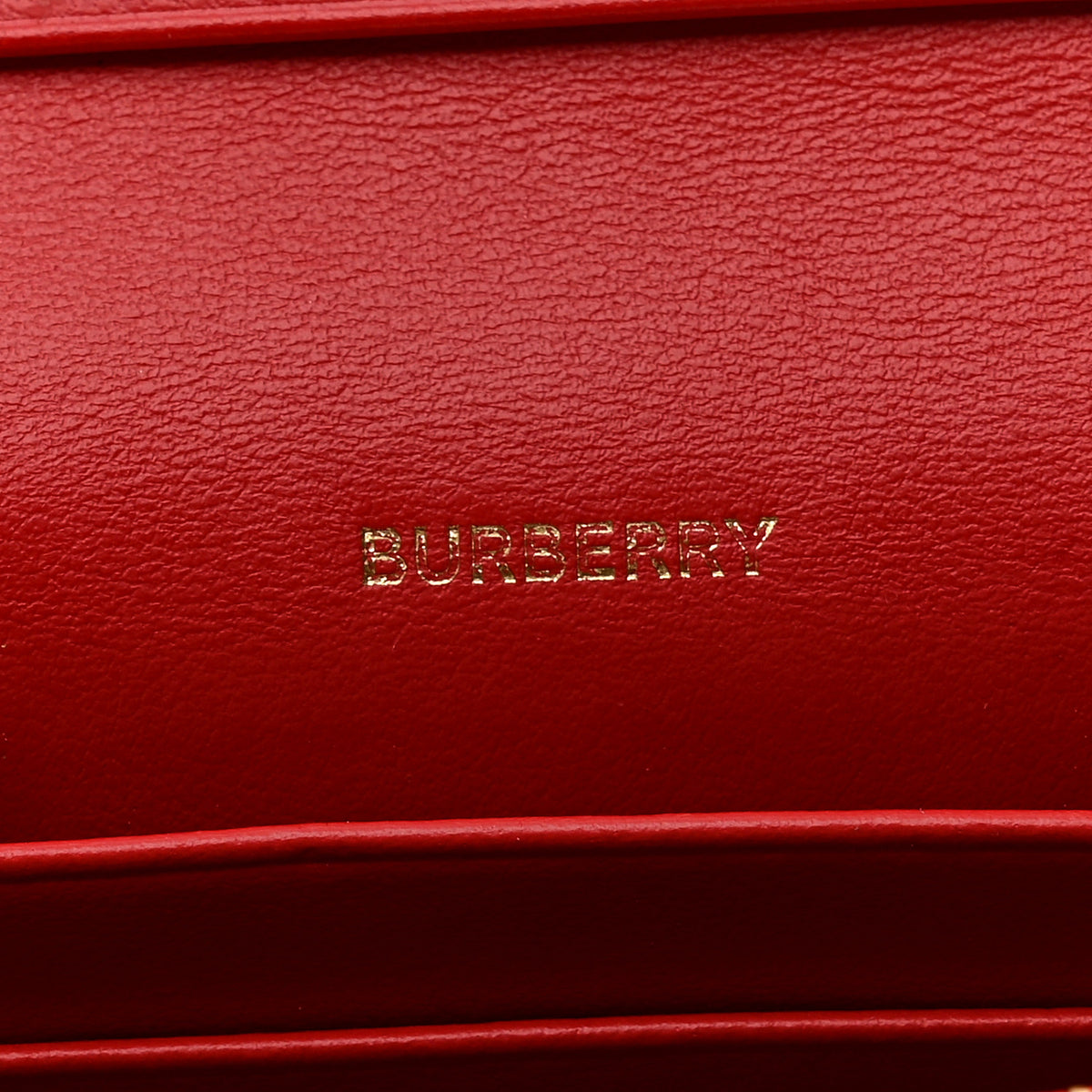 Grained Calfskin Chain Card Case Red