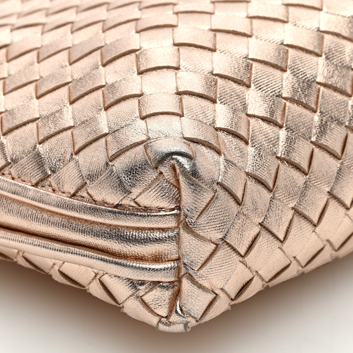 Bottega Veneta BOTTEGA VENETA Metallic Grosgrain Intrecciato Nodini Crossbody Messenger Copper 8 of 9