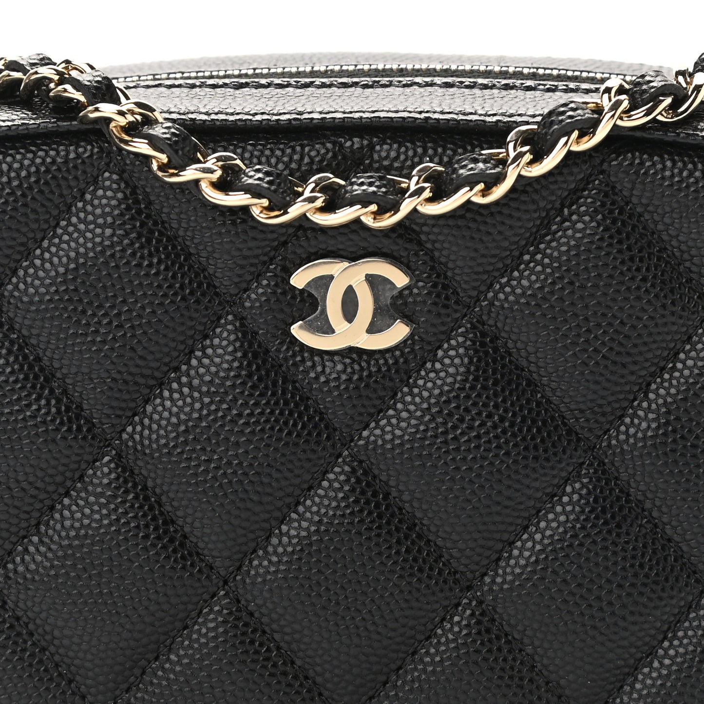 Caviar Quilted Vanity With Chain Black