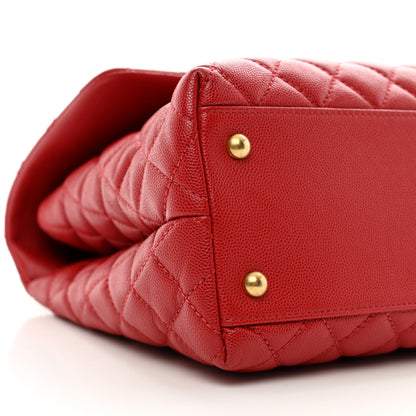 Chanel Caviar Quilted Medium Coco Handle Flap Dark Red 9 of 10