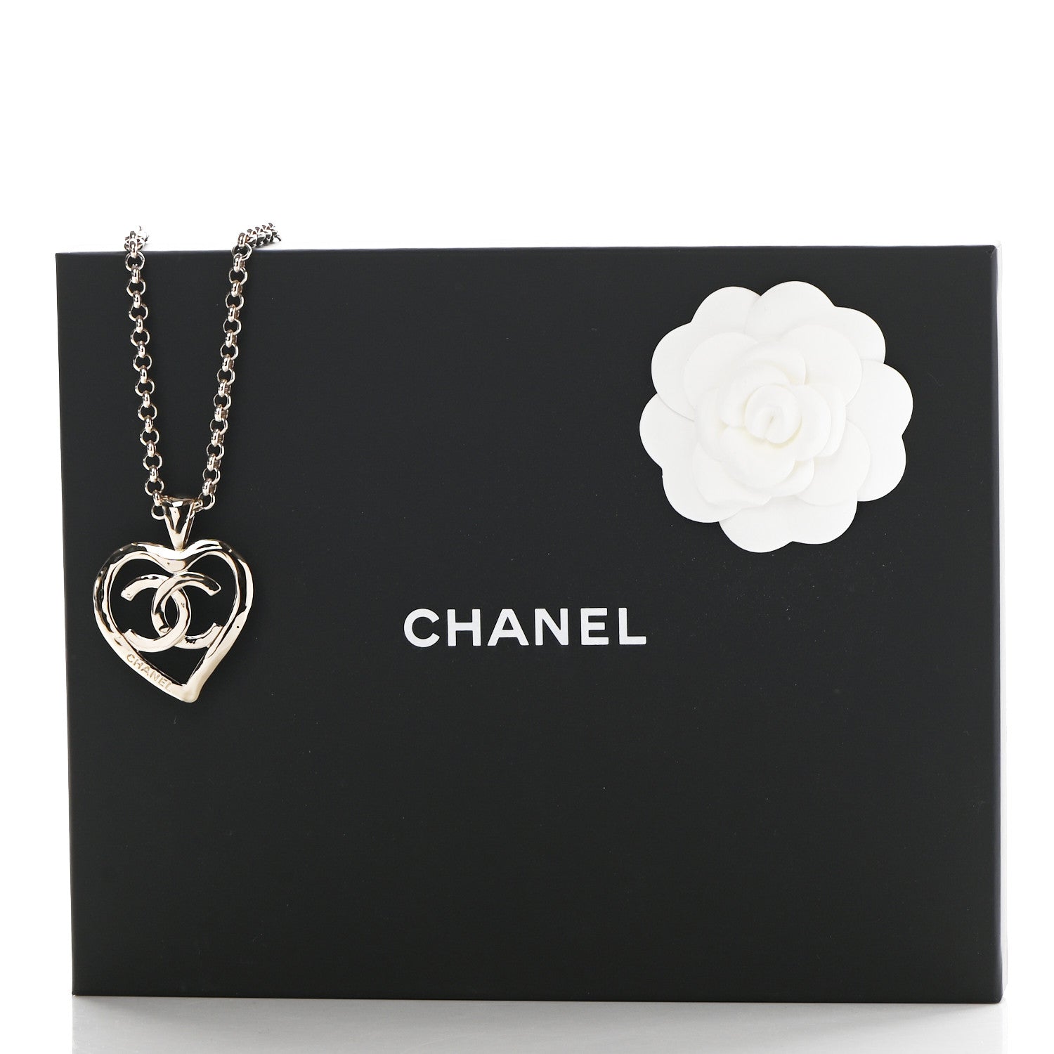 Chanel CC Heart Chain Pendant Necklace Gold 7 of 7